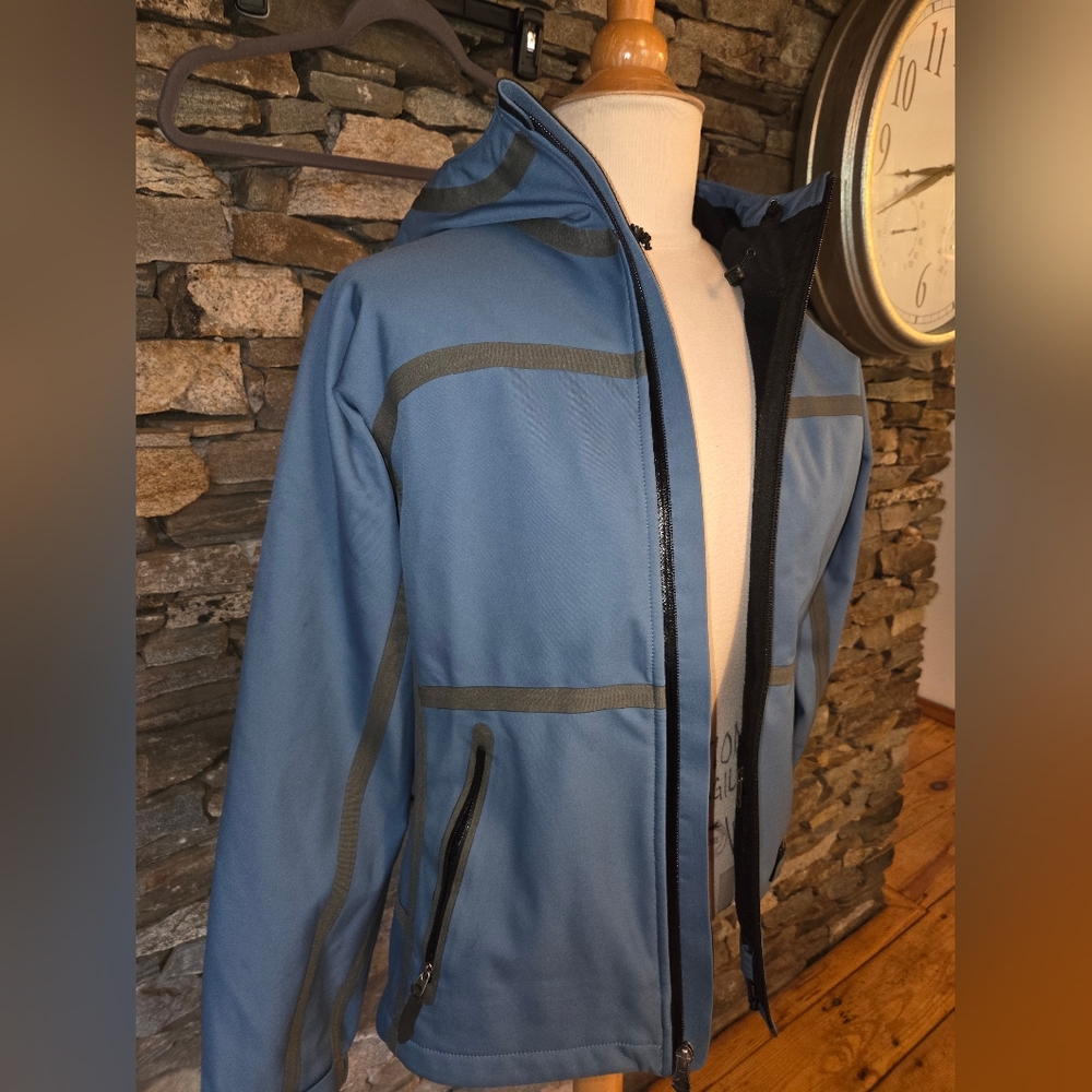 Outdoor Research Blue Hooded Jacket with Gray Accents - Picture 2 of 11